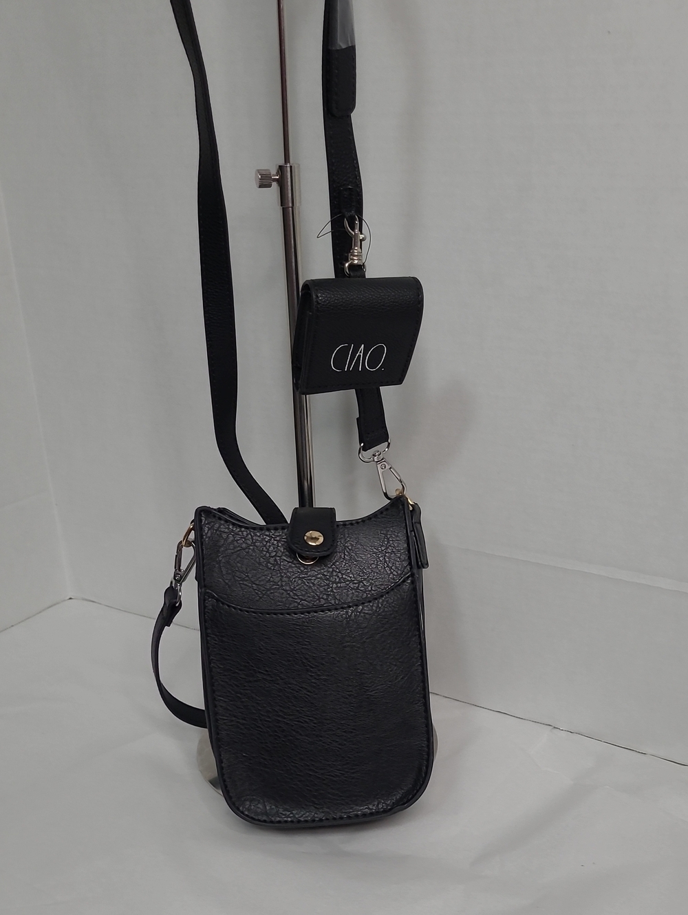 Black Crossbody Phone Bag with Detachable Strap